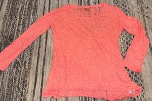 Calvin Klein Performance Pink Burnout Long Sleeve Scoop Neck Top Size L